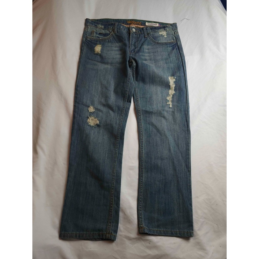 Billabong Boyfriend Jeans Womens 9 Blue Distressed Denim Coastal Cowgirl Y2K‎